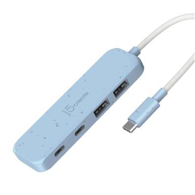 j5create Eco-Friendly USB-C to 4-Port Type-C & Type-A Gen 2 Hub Cyan JCH342EC-N