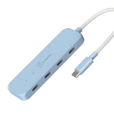 j5create Eco-Friendly USB-C to 4-Port Type-C Gen 2 Hub Fresh Cyan JCH345EC-N j5create Eco-Friendly USB-C to 4-Port Type-C Gen 2 Hub Fresh Cyan JCH345EC-N