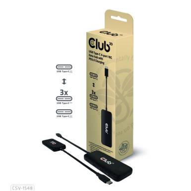 Club3D USB Type-C 4-port 10G Data hub with PD3.0 Charging Black CSV-1548