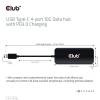 Club3D USB Type-C 4-port 10G Data hub with PD3.0 Charging Black CSV-1548