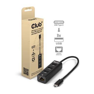 Club3D USB Gen2 Type-C PD Charging Hub to 2x Type-C 10G ports and 2x USB Type-A 10G ports CSV-1549 Club3D USB Gen2 Type-C PD Charging Hub to 2x Type-C 10G ports and 2x USB Type-A 10G ports CSV-1549