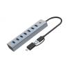 Conceptronic  HUBBIES21GP 7-Port USB 3.0 Hub with Power Adapter Grey HUBBIES21GP