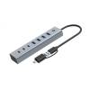 Conceptronic HUBBIES20GP 7-Port USB 3.0 Hub with Power Adapter Grey HUBBIES20GP