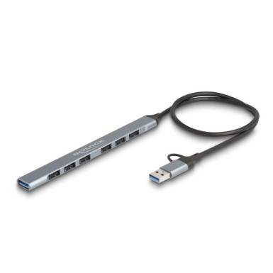 DeLock 7 Port Slim USB Hub with USB Type-C or USB Type-A to 1x USB 5 Gbps Type-A + 6x USB 2.0 Type-A 64273 DeLock 7 Port Slim USB Hub with USB Type-C or USB Type-A to 1x USB 5 Gbps Type-A + 6x USB 2.0 Type-A 64273