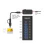 DeLock 7 Port USB Hub with 4 Ports 10 Gbps and 4 Fast Charging Ports with Switch and Illumination 64326