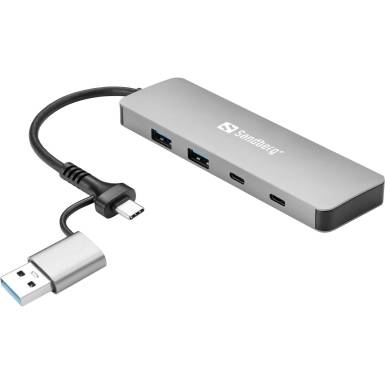 Sandberg 4-portos USB3.0 HUB Silver 136-64 Sandberg 4-portos USB3.0 HUB Silver 136-64