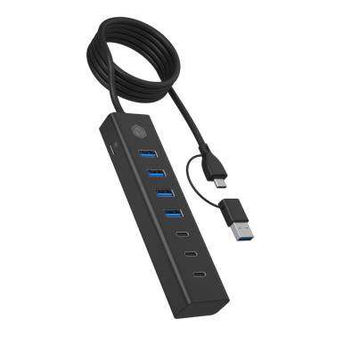 Raidsonic IcyBox IB-HUB1737-C3 7-portos USB3.2 HUB Black IB-HUB1737-C3 Raidsonic IcyBox IB-HUB1737-C3 7-portos USB3.2 HUB Black IB-HUB1737-C3