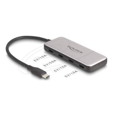 DeLock USB 10 Gbps USB Type-C Hub with 4x USB Type-C female and PD 85 Watt 64261 DeLock USB 10 Gbps USB Type-C Hub with 4x USB Type-C female and PD 85 Watt 64261