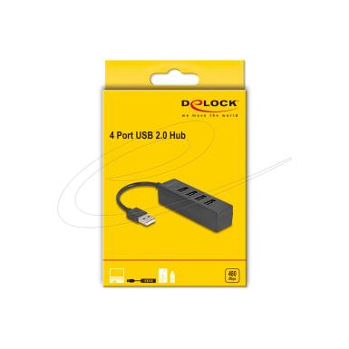 DeLock USB Hub 4 port USB 2.0 with 4xUSB Type-A female Black 64334 DeLock USB Hub 4 port USB 2.0 with 4xUSB Type-A female Black 64334