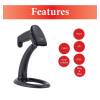 EQuip USB 1D Barcode Scanner with Stand Vonalkódolvasó Black 351020
