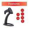 EQuip USB 1D Laser Barcode Scanner with Stand Vonalkódolvasó Black 351022