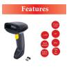 EQuip Wireless 1D Laser Barcode Scanner with Stand Vonalkódolvasó Black 351023