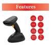 EQuip Wireless 1D Laser Barcode Scanner Long Distance with Stand Vonalkódolvasó Black 351025