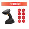 EQuip Wireless 2D Barcode Scanner Long Distance with Stand Vonalkódolvasó Black 351026