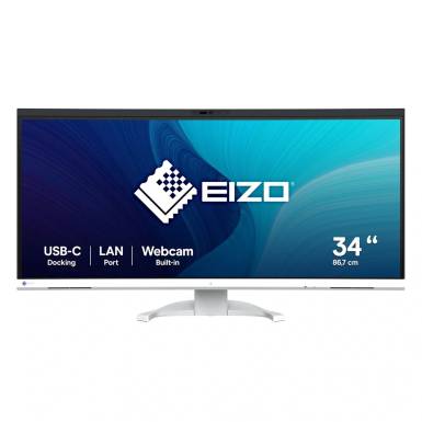 EIZO FlexScan EV3450XC monitor 34,1" ívelt ultraszéles, 5MP webkamera, USB-C dokkoló, 94W-os töltés, fehér EV3450XC-WT EIZO FlexScan EV3450XC monitor 34,1" ívelt ultraszéles, 5MP webkamera, USB-C dokkoló, 94W-os töltés, fehér EV3450XC-WT