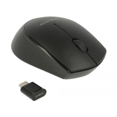 DeLock Optical 3-button mini mouse USB Type-C 2.4 GHz wireless Black 12526 DeLock Optical 3-button mini mouse USB Type-C 2.4 GHz wireless Black 12526