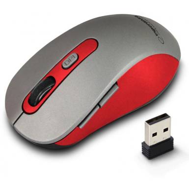 Esperanza Adara Wireless Optical Mouse Grey/Red EM131R Esperanza Adara Wireless Optical Mouse Grey/Red EM131R