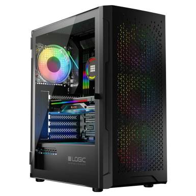 Logic Aramis ARGB Midi Tempered Glass Black AT-ARAMIS-10-0000000-0002 Logic Aramis ARGB Midi Tempered Glass Black AT-ARAMIS-10-0000000-0002