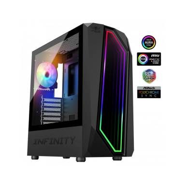 Spirit of Gamer INFINITY Black RGB fekete ablakos táp nélküli ATX ház 8201BK Spirit of Gamer INFINITY Black RGB fekete ablakos táp nélküli ATX ház 8201BK