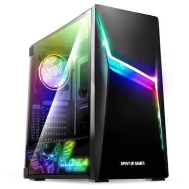 Spirit of Gamer CLONE 4 Black RGB fekete ablakos táp nélküli ATX ház 8902RA Spirit of Gamer CLONE 4 Black RGB fekete ablakos táp nélküli ATX ház 8902RA