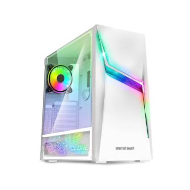 Spirit of Gamer CLONE 4 White RGB ablakos táp nélküli ATX ház 8902RAW Spirit of Gamer CLONE 4 White RGB ablakos táp nélküli ATX ház 8902RAW