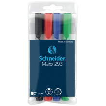SCHNEIDER Tábla- és flipchart marker készlet, 1-4 mm, vágott, SCHNEIDER "Maxx 293", 4 különböző szín