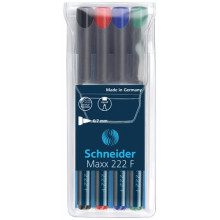 SCHNEIDER Alkoholos marker készlet, OHP, 0,7 mm, SCHNEIDER "Maxx 222 F", 4 különböző szín