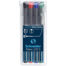 SCHNEIDER Alkoholos marker készlet, OHP, 0,4 mm, SCHNEIDER "Maxx 220 S", 4 különböző szín
