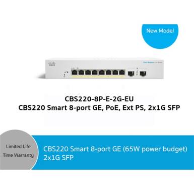 CISCO Switch 8x1000Mbps (POE) + 2x1000Mbps SFP, Menedzselhető, Fémházas, Rackes - CBS220-8P-E-2G-EU CBS220-8P-E-2G-EU CISCO Switch 8x1000Mbps (POE) + 2x1000Mbps SFP, Menedzselhető, Fémházas, Rackes - CBS220-8P-E-2G-EU CBS220-8P-E-2G-EU
