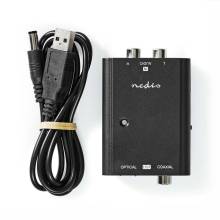 Nedis ACON2508BK, anal&oacute;g - digit&aacute;lis audio konverter, 2x RCA bemenet - digit&aacute;lis koax / toslink kimenet ACON2508BK