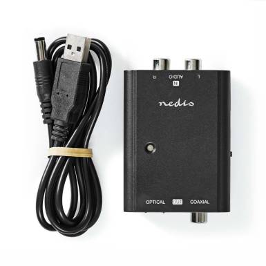 Nedis ACON2508BK, analóg - digitális audio konverter, 2x RCA bemenet - digitális koax / toslink kimenet ACON2508BK Nedis ACON2508BK, analóg - digitális audio konverter, 2x RCA bemenet - digitális koax / toslink kimenet ACON2508BK