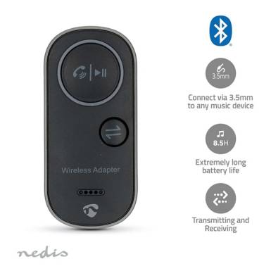 Nedis BTTC2500BK, bluetooth adó / vevő, akkumulátoros BTTC2500BK Nedis BTTC2500BK, bluetooth adó / vevő, akkumulátoros BTTC2500BK