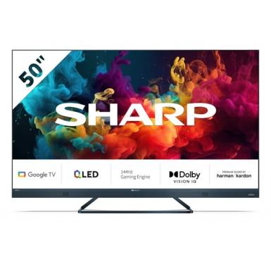 SHARP 50FQ5EG 50"/126cm, 4K UHD, Quantum Dot Google TV Harman/Kardon hangszórókkal, 144Hz, 3840x2160, 4xHDMI/2xUSB 50FQ5EG SHARP 50FQ5EG 50"/126cm, 4K UHD, Quantum Dot Google TV Harman/Kardon hangszórókkal, 144Hz, 3840x2160, 4xHDMI/2xUSB 50FQ5EG