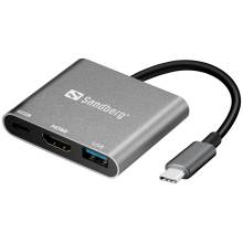 SANDBERG USB-C dokkol&oacute;, USB-C Mini Dock HDMI+USB 136-00