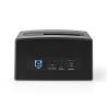 Nedis HDDUSB3210BK HDD / SSD dokkoló, USB 3.2 Gen1, USB Type-A, 2 fiókos, 2,5 / 3,5", USB 3.2 Gen1 HDDUSB3210BK