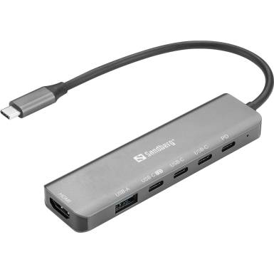 SANDBERG USB-C 6-in-1 MediaDock, 6xUSB/1xHDMI 136-77 SANDBERG USB-C 6-in-1 MediaDock, 6xUSB/1xHDMI 136-77