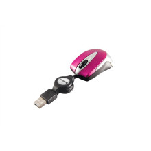 VERBATIM Egér, vezetékes, optikai, kisméret, USB, VERBATIM "Go Mini", ezüst-ciklámen
