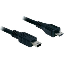 DELOCK USB 2.0 micro-B apa USB mini apa kábel. 1m