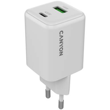 CANYON charger CU45AC GaN 45W 1xPD 1xQC EU White CNS-CUW45AC CANYON charger CU45AC GaN 45W 1xPD 1xQC EU White CNS-CUW45AC