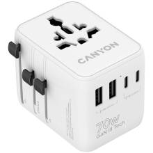 CANYON Travel Adapter OnTour 70 EU/UK/US/AUS 70W White CNS-TA70W1006W CANYON Travel Adapter OnTour 70 EU/UK/US/AUS 70W White CNS-TA70W1006W