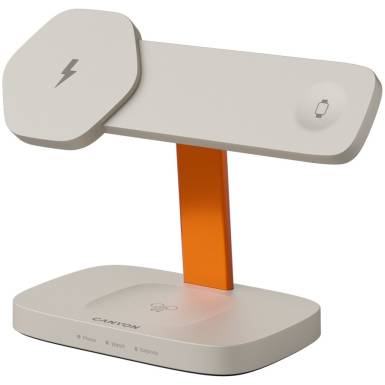 CANYON Wireless Charging Station Hexagon 310 3in1 LightGrey/Orange CNS-WCS310LGOR