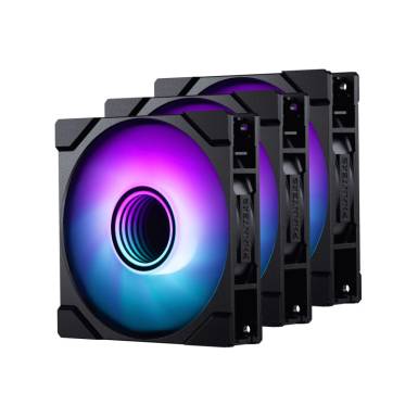 Phanteks M25 Gen2 rendszerhűtő - 120mm, DRGB, PWM, fekete, 3-pack PH-F120M25_G2_DBK01_3P