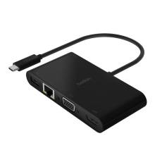 BELKIN USB-C to Gigabit Ethernet/ HDMI VGA/ USB-A Adapter 100W PD Black AVC004BTBK BELKIN USB-C to Gigabit Ethernet/ HDMI VGA/ USB-A Adapter 100W PD Black AVC004BTBK