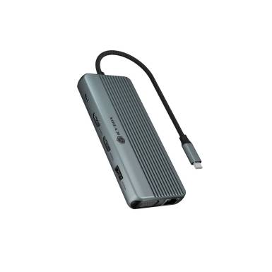 Raidsonic Icy Box IB-DK4062-CPD utaz&oacute; notebook-dokkol&oacute; 12-in-1, h&aacute;rom videokimenet (2db HDMI + 1db VGA) IB-DK4062-CPD