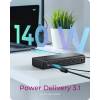 Raidsonic Icy Box IB-DK7401-CU31 notebook-dokkolóállomás 17-in-1, hat videokimenet, USB 10Gb/s IB-DK7401-CU31