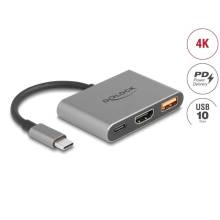 Delock USB Type-C adapter > HDMI 4K 30 Hz, USB Type-A &eacute;s USB Type-C PD 2.0 90 W porttal 61071