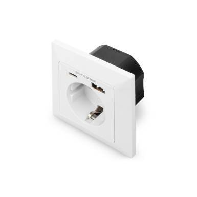 DIGITUS DA-70615 1x USB Type-C 1x Type-A 250V schuko süllyesztett fali aljzat DA-70615 DIGITUS DA-70615 1x USB Type-C 1x Type-A 250V schuko süllyesztett fali aljzat DA-70615