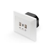 DIGITUS DA-70618 1x USB Type-C 2x Type-A 250V schuko s&uuml;llyesztett fali aljzat DA-70618