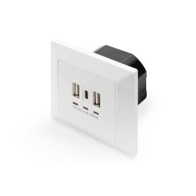DIGITUS DA-70618 1x USB Type-C 2x Type-A 250V schuko süllyesztett fali aljzat DA-70618 DIGITUS DA-70618 1x USB Type-C 2x Type-A 250V schuko süllyesztett fali aljzat DA-70618