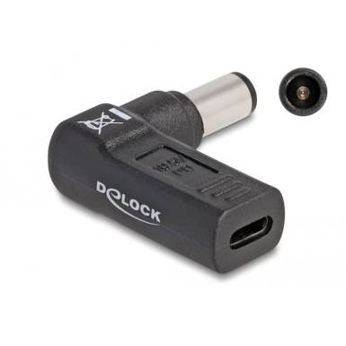DELOCK Laptop t&ouml;ltők&aacute;bel adapter USB-C anya - Dell 7,4x5,0mm apa 90 fokban hajl&iacute;tott 60008
